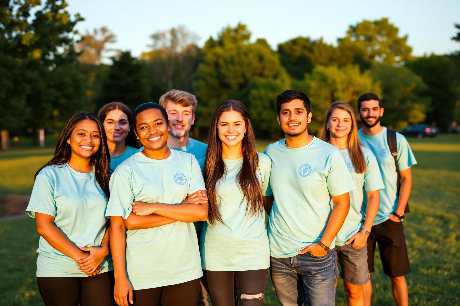 Young volunteers smiling together
